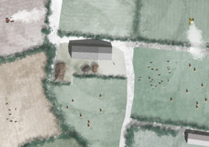 Plan vue du ciel ferme biologique