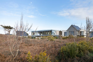 maison sur pilotis, mur rideau